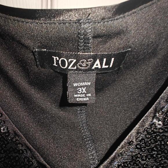 Roz & Ali Women 3XL Glittery Black Dressy Top sparkly lined flowy sleeves sequin - Picture 7 of 7